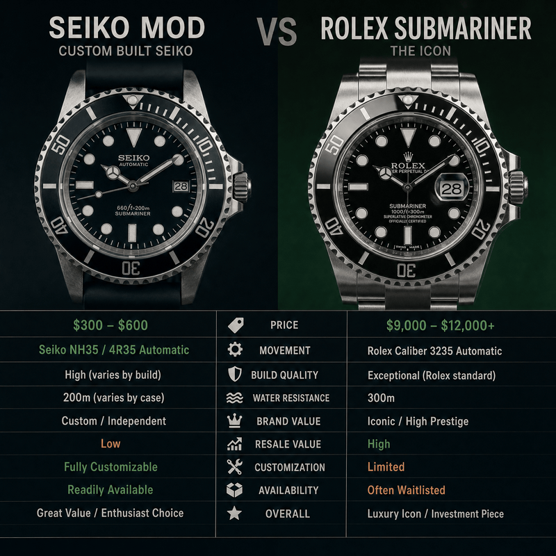 Seiko Mod vs Rolex Submariner - ZJANI WATCHES