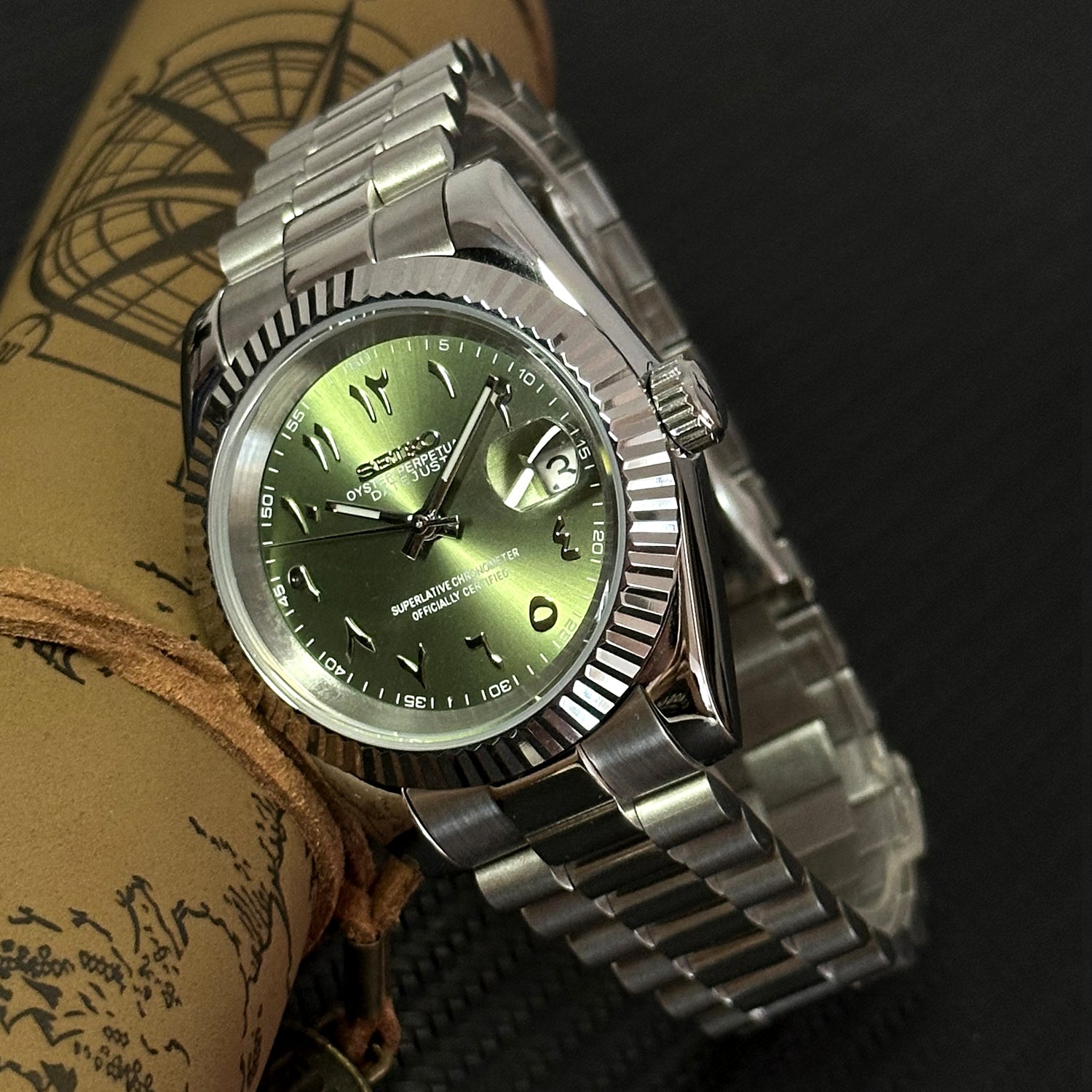 Custom Green Arabic Dial SeikoMod Watch
