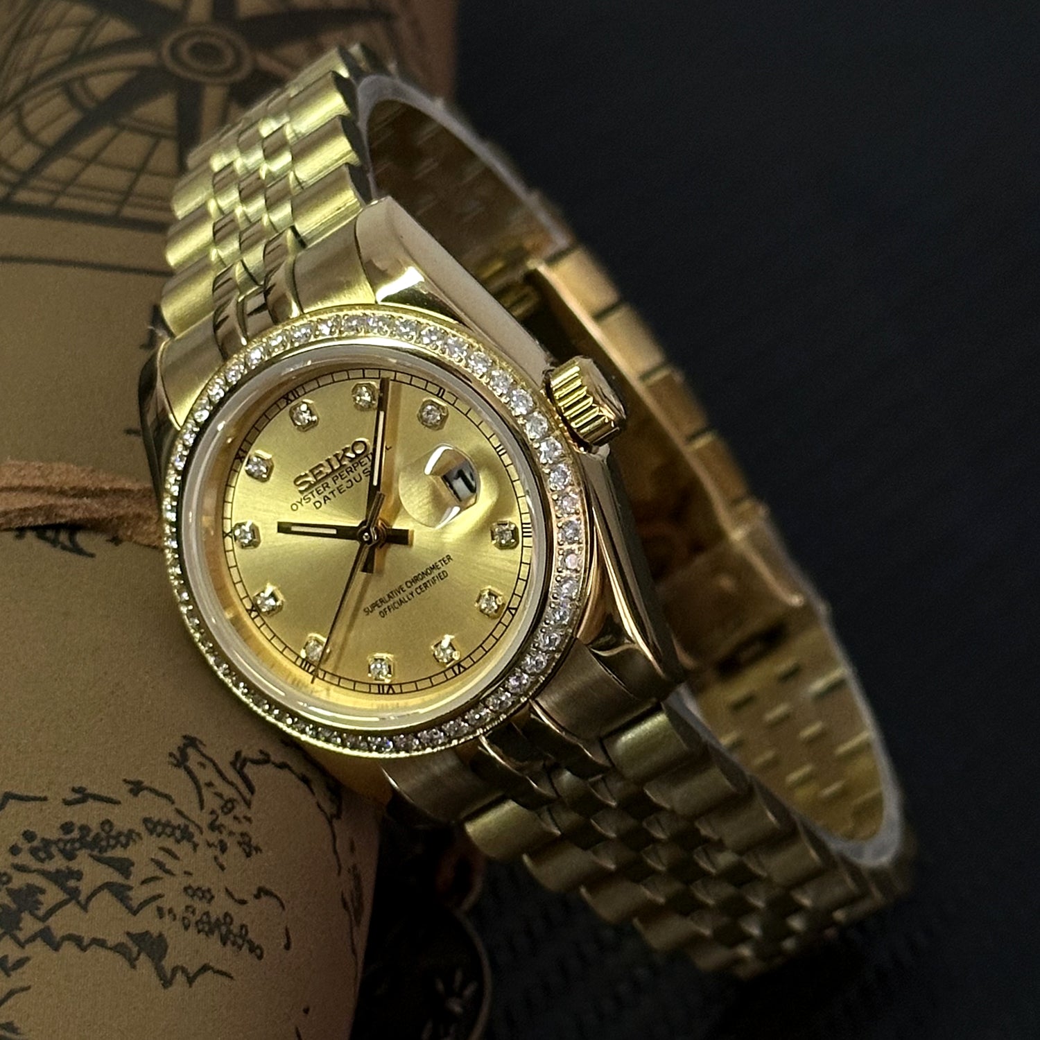 Custom 32mm GoldTone Women SeikoMod Watch