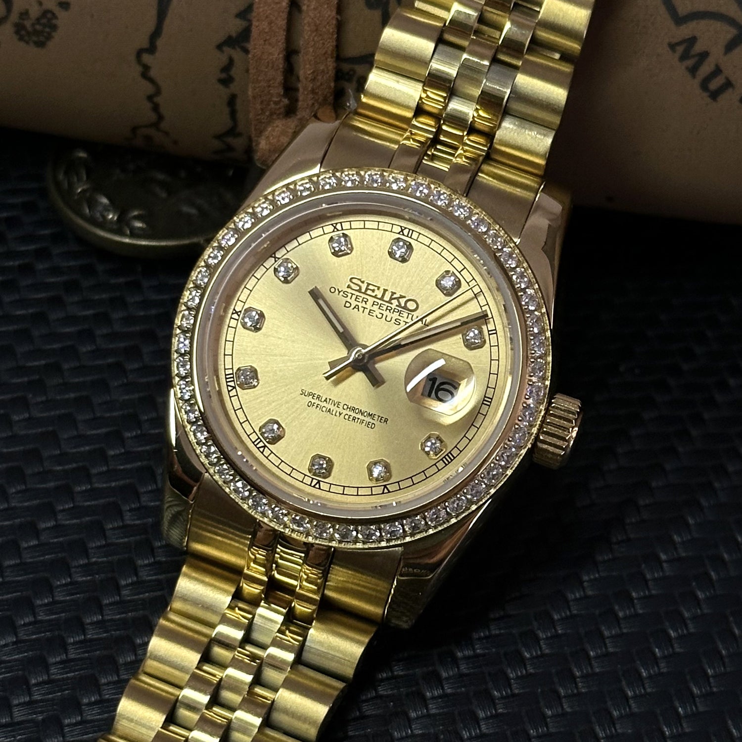 Custom 32mm GoldTone Women SeikoMod Watch