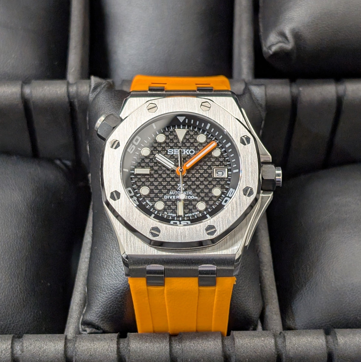 SeikOak Offshore Diver Sunburst orange Custom