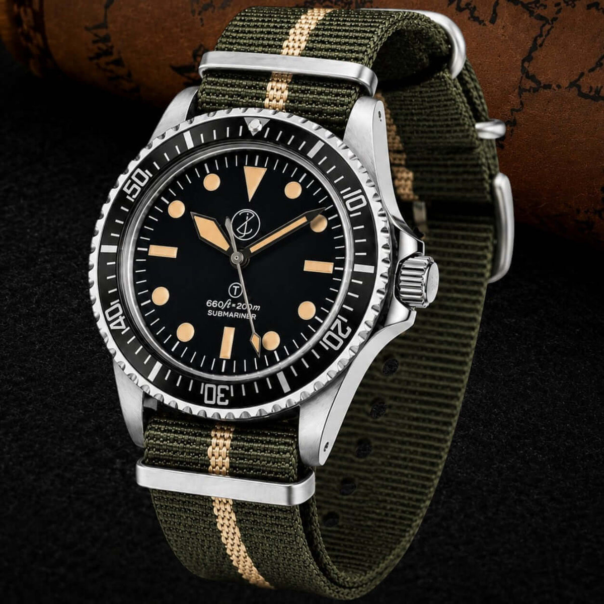 Green Milsub Vintage Mod Watch — NH35 Automatic Movement · Sapphire Crystal · Hand-Assembled - ZJANI WATCHES