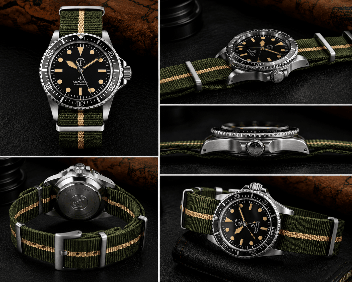 Green Milsub Vintage Mod Watch — NH35 Automatic Movement · Sapphire Crystal · Hand-Assembled - ZJANI WATCHES