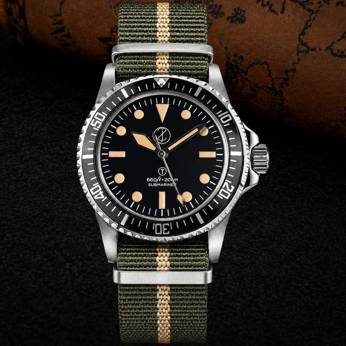 Green Milsub Vintage Mod Watch — NH35 Automatic Movement · Sapphire Crystal · Hand-Assembled