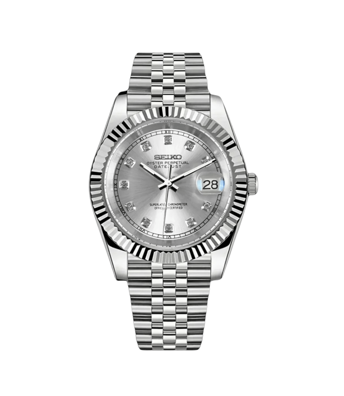 Seiko Mod Datejust Gem Silver