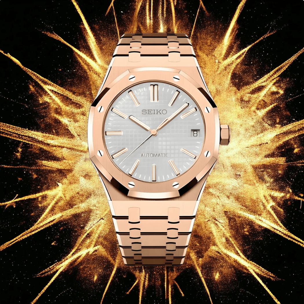 Seiko Mod Royal Oak Rose Gold - White