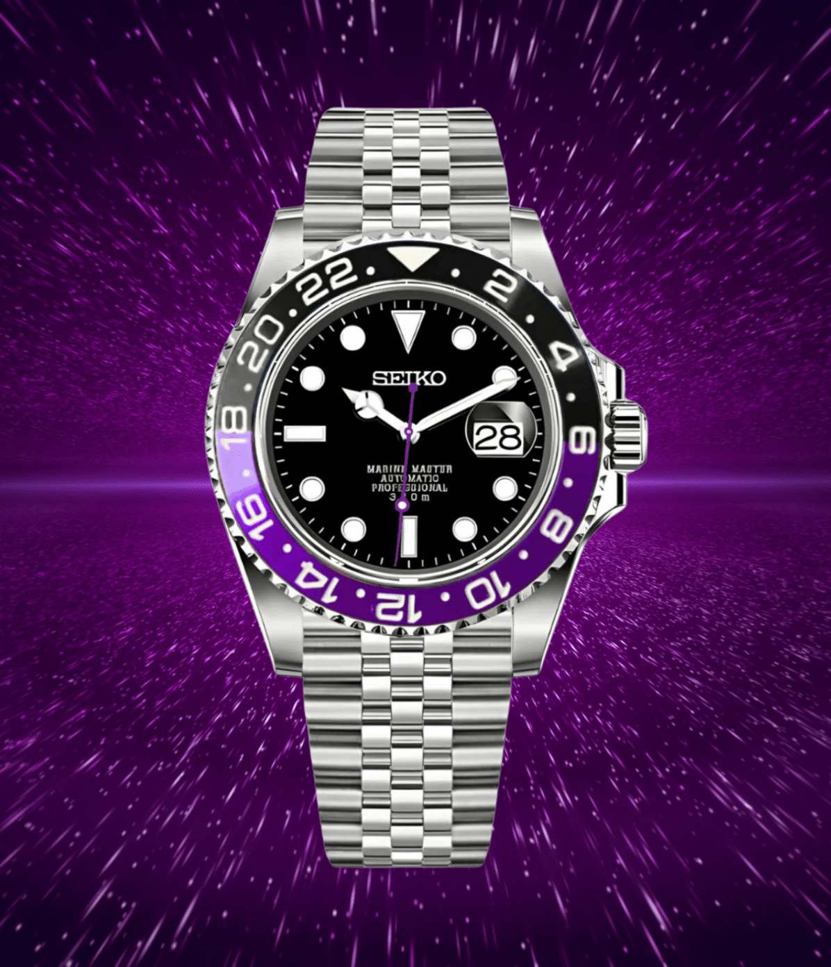 Seiko Mod Submariner Purple Black