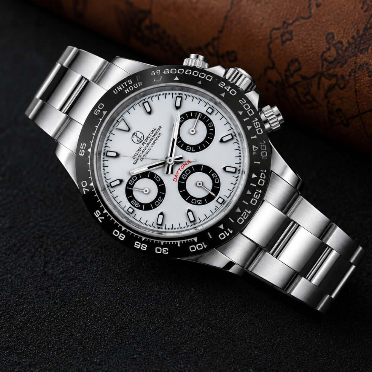 Silver Panda Daytona Mod Watch — VK64 · Sapphire – ZJANI WATCHES