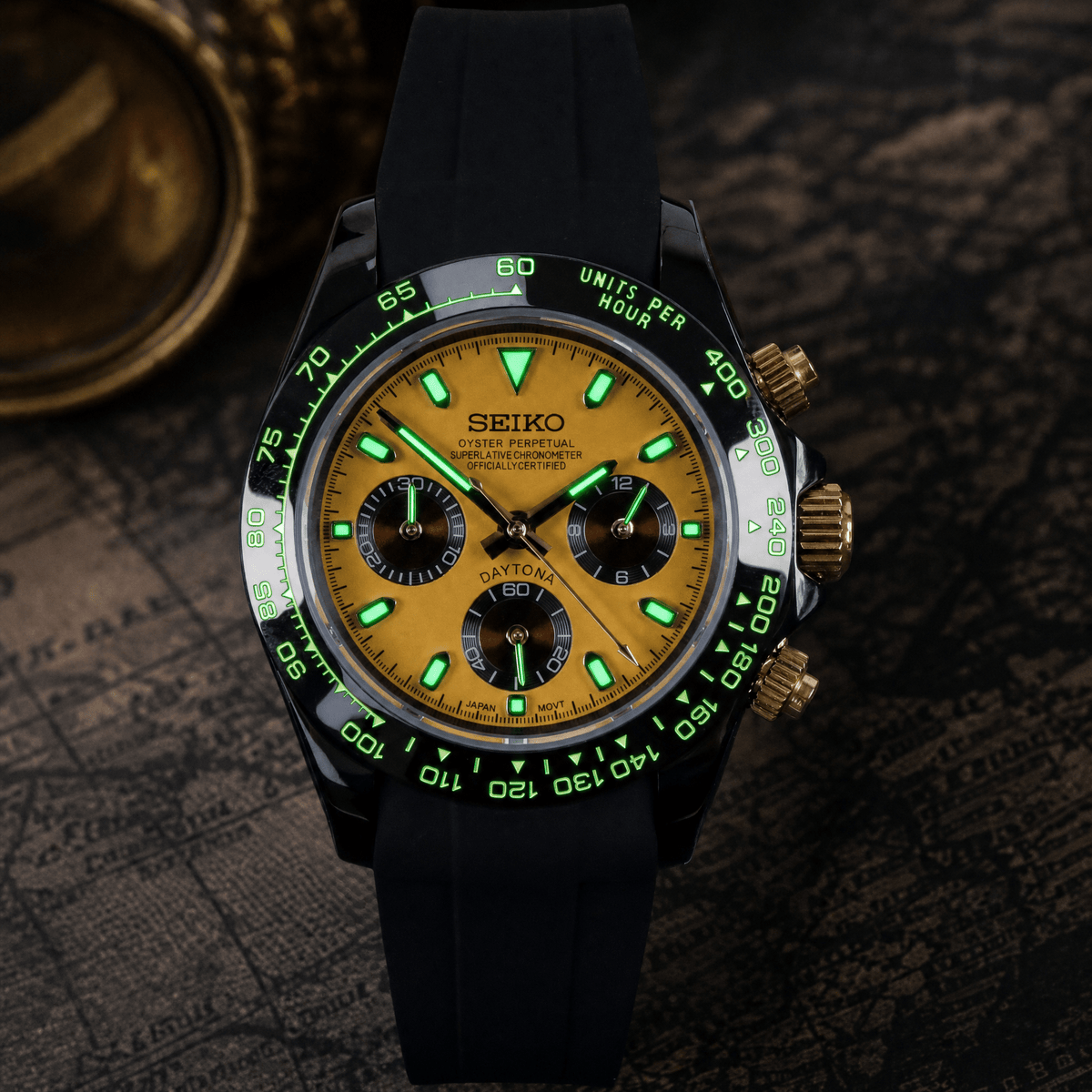 Yellow Speed Mod Watch — VK64 Seiko Mod Chronograph - Sapphire Crystal - ZJANI WATCHES